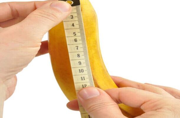 measure the penis before enlargement using the example of a banana